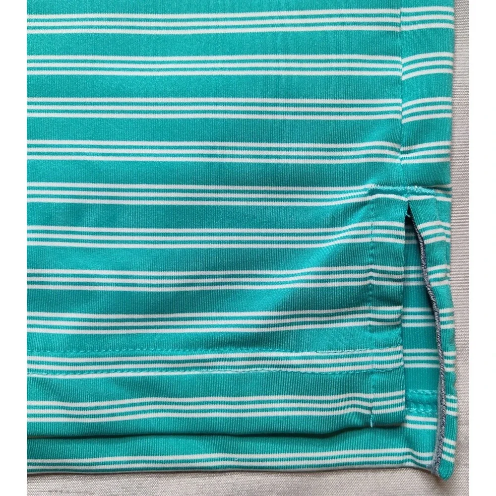 ADIDAS‎ GOLF Men Size XL Aqua Striped Short Sleeve Polo Shirt